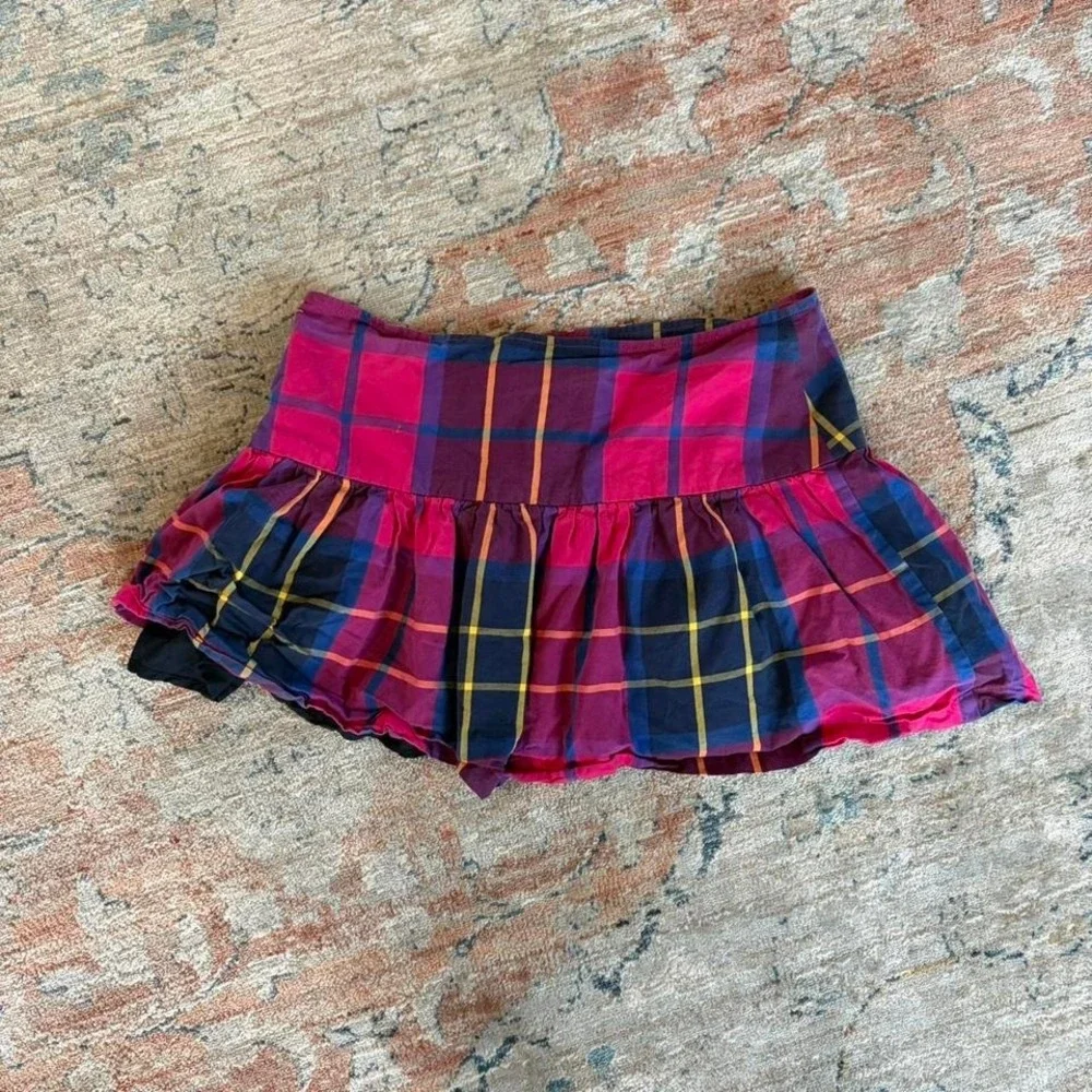 hollister plaid mini skirt size 7 rare lowrise preppy summer - Picture 3 of 5